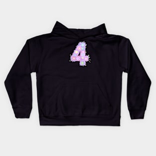 "4" Floral Letter Number Kids Hoodie